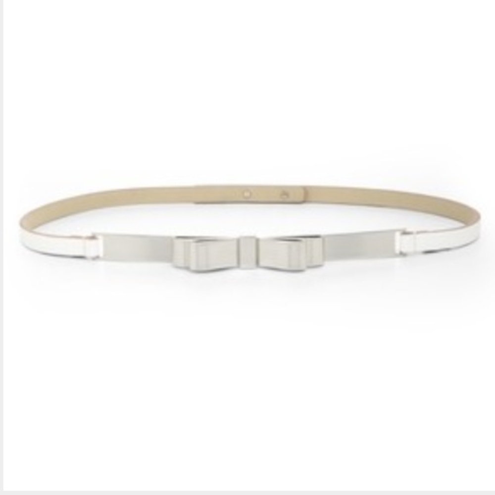 BCBGMAXAZRIA Silver/White bow belt